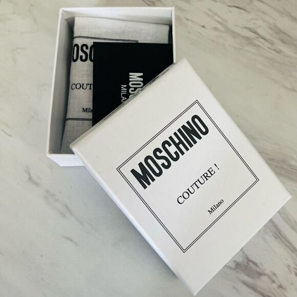 MOSCHINO Logo Leather Card Case, Designer Italian Luxury Wallet, Black Gold, NWT - Picture 9 of 13